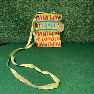 Robin Ruth MIAMI Print Canvas 2 Zipper Pocket Adjustable Strap Travel Crossbody